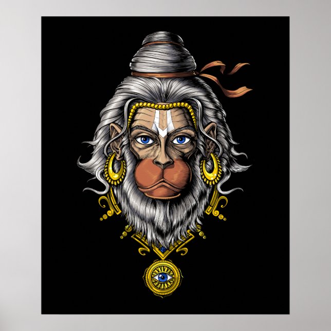 Hindu God Hanuman Poster (Front)