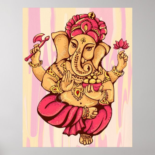 Hindu God Lord Ganesh Ganesha Happiness Riches God Poster (Front)