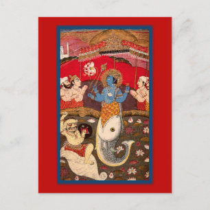 Hindu God Probably Vishnu Postcard