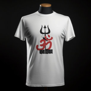 Hindu God Shiva Om Namah Shivay with Trident OM T-Shirt