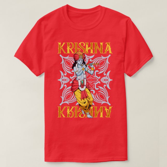 Hindu god the blue flute player Krishna T-Shirt (Design Front)