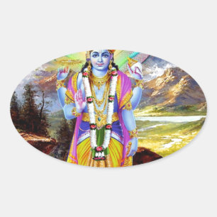 HINDU GOD VISHNU OVAL STICKER