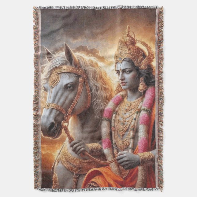Hindu God with Horse - Blanket (Front Vertical)