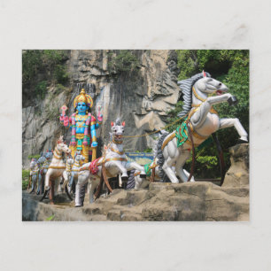 Hindu God with horse carriage at Ramayana Cave Postcard