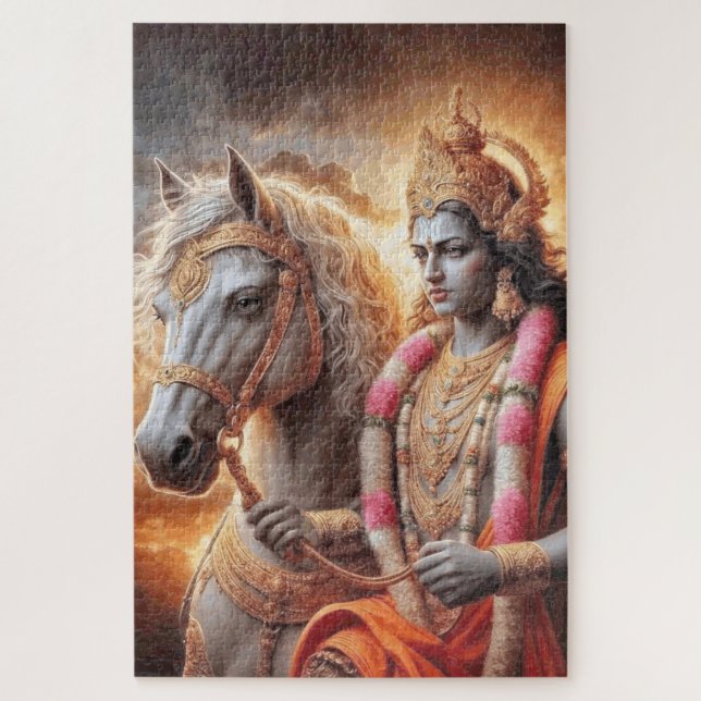 Hindu God with Horse - Puzzle (Vertical)