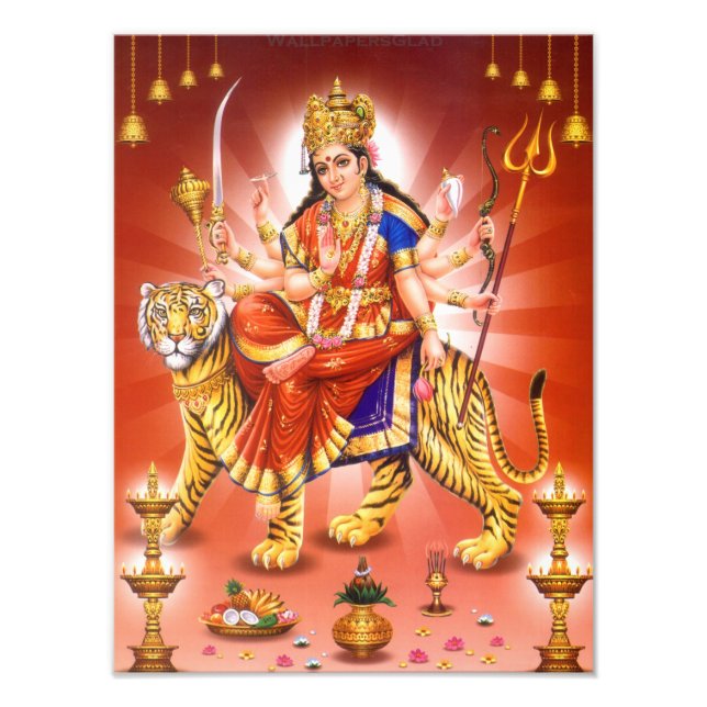 Hindu Goddess Durga Indian Religion Hinduism Photo Print (Front)