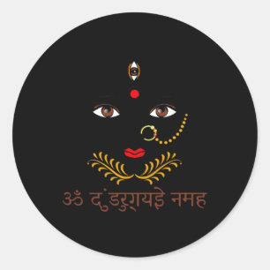 Hindu Goddess Durga Yoga With Sanskrit Mantra Classic Round Sticker