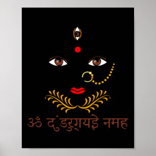 Hindu Goddess Durga Yoga With Sanskrit Mantra  Poster