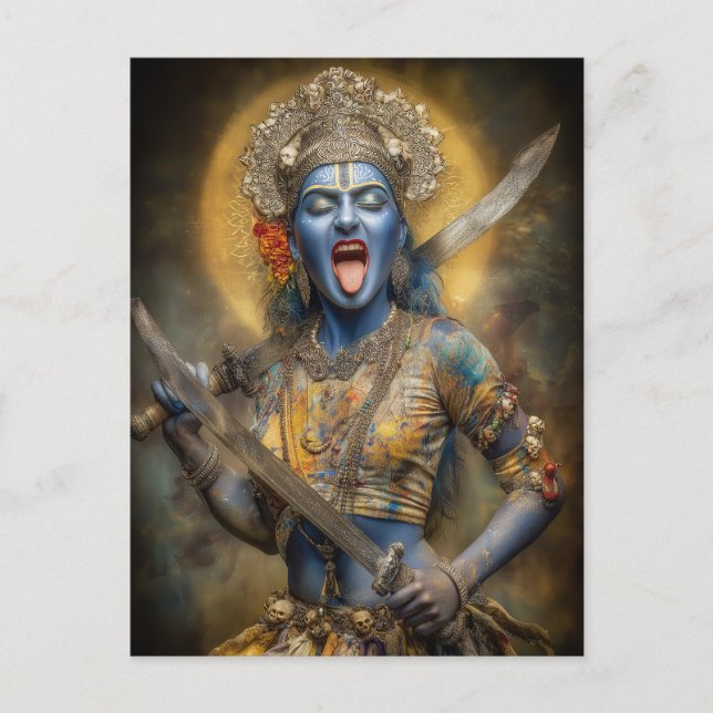 Hindu Goddess Kali Modern Painting Shakti Art Postcard (Front)