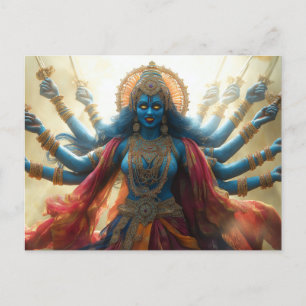 Hindu Goddess Kali Portrait Painting Shakti Art Postcard