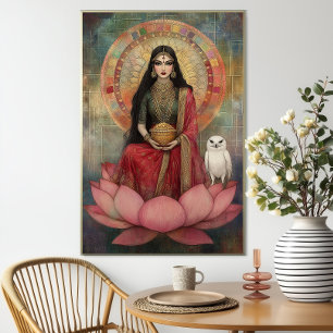 Hindu Goddess Lakshmi Art Nouveau Mosaic Painting Poster