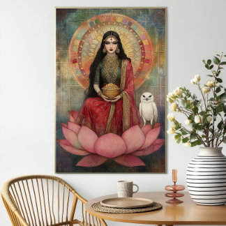 Hindu Goddess Lakshmi Art Nouveau Mosaic Painting Poster