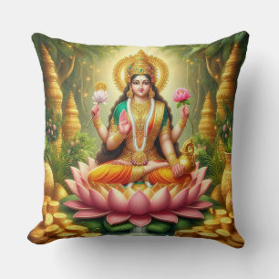 Hindu Goddess Lakshmi / Laxmi Pillow w/ Om design