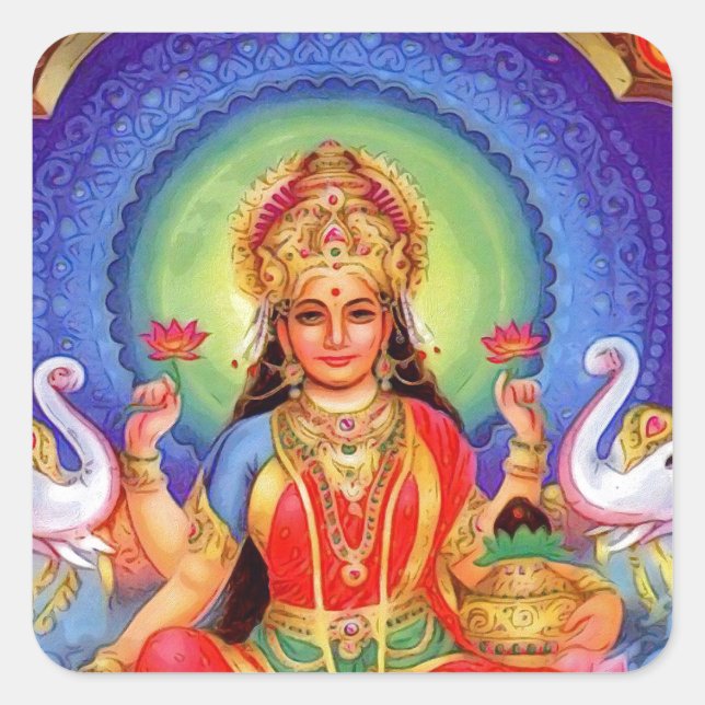 Hindu Goddess Lakshmi Maa Square Sticker (Front)