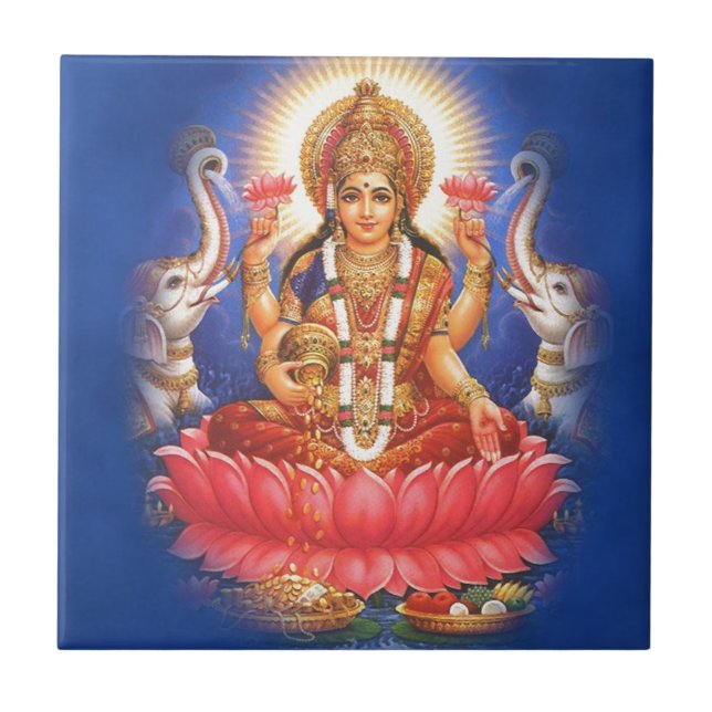 Hindu Goddess Laxmi Devi Mata Tile (Front)
