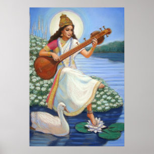 Hindu Goddess Saraswati Art Hinduism Poster Print