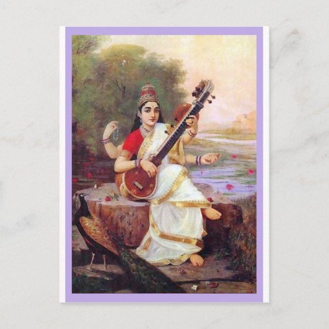 Hindu Goddess Saraswati Postcard (Front)