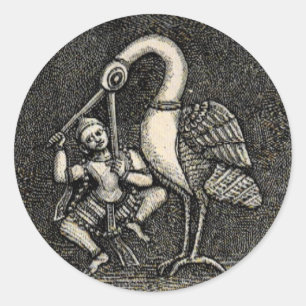 HINDU HERO & HERON (1887) CLASSIC ROUND STICKER