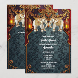 Hindu Hindi traditional indian elephants floral  Invitation