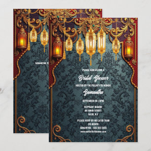 Hindu Hindi traditional indian lanterns floral  Invitation