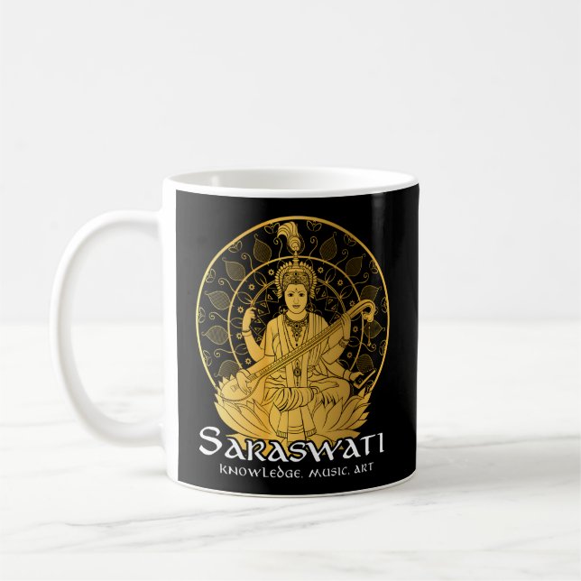 Hindu Hinduism Diwali Festival Gods Goddess Sarasw Coffee Mug (Left)