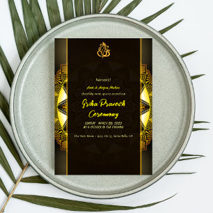 Hindu House Warming Griha Pravesh Golden Chakra Invitation