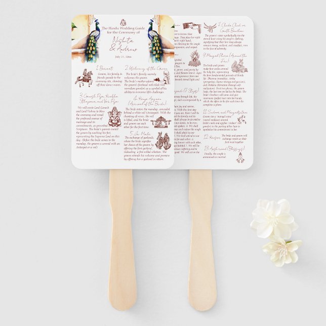 Hindu marriage rituals peacock Jaipur palace  Hand Fan (Front and Back)