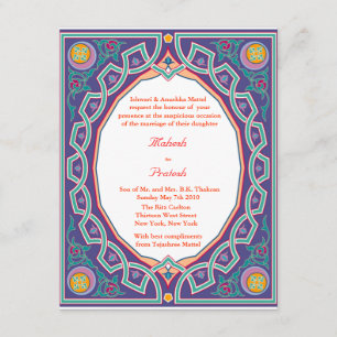 Hindu Muslim Indian Wedding or Mehndi Invitation