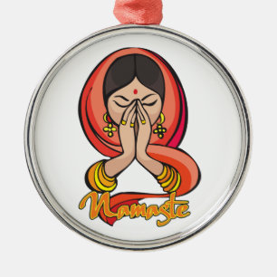 Hindu Namaste Metal Tree Decoration