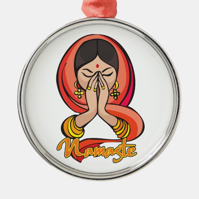 Hindu Namaste Metal Tree Decoration (Front)