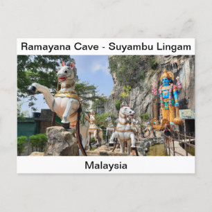 Hindu statue on horse carriage at Ramayana Cave Postcard