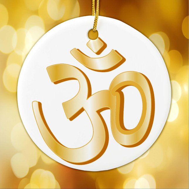 Hindu Symbol Ceramic Tree Decoration (Hindu Om Symbol Ceramic Ornament)