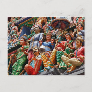 Hindu temple figures postcard