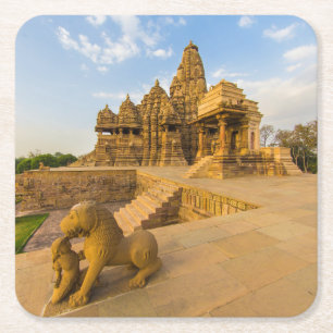 Hindu Temples at Khajuraho Square Paper Coaster