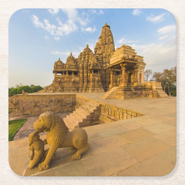 Hindu Temples at Khajuraho Square Paper Coaster (Front)