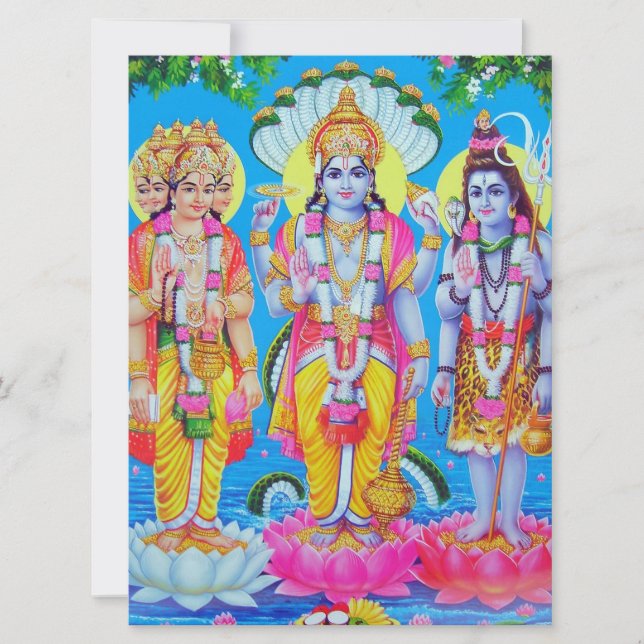 Hindu Trinity Brahma Vishnu Shiva Card (Front)