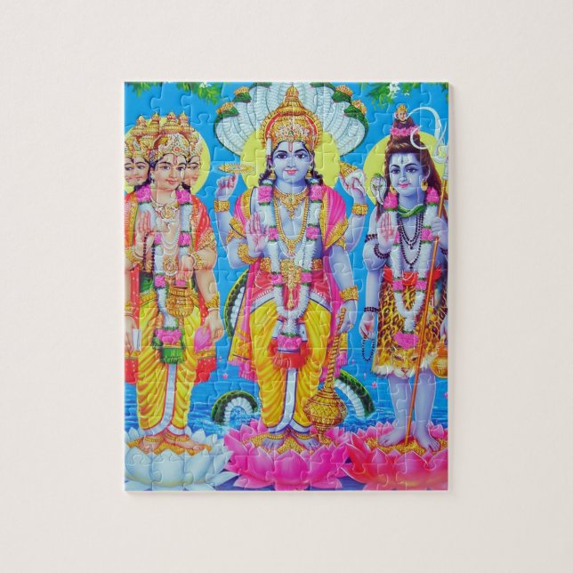 Hindu Trinity Brahma Vishnu Shiva Jigsaw Puzzle (Vertical)