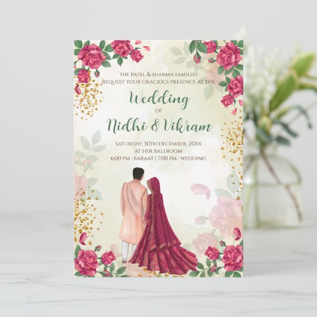 Hindu wedding cards & Indian wedding invitations (Standing Front)