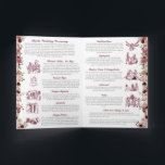Hindu Wedding Ceremony (Gold Red Pink) Folded Programme<br><div class="desc">This wedding ceremony program details the important steps of a hindu wedding to explain this to guests who may be unfamiliar or to help them follow along with the sacred rituals of this wonderful day. All of the colours can be edited in the design tool, and the text can be...</div>