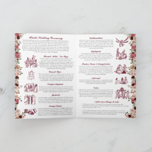Hindu Wedding Ceremony (Gold Red Pink) Folded Programme