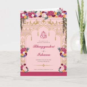 Hindu Wedding Ceremony Pretty Tropical Floral Programme