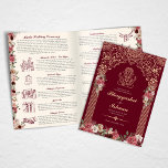Hindu Wedding Ceremony Red, Gold, Pink Floral Programme<br><div class="desc">This wedding ceremony program details the important steps of a hindu wedding to explain this to guests who may be unfamiliar or to help them follow along with the sacred rituals of this wonderful day. All of the colours can be edited in the design tool, and the text can be...</div>