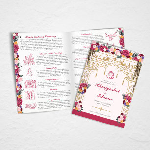 Hindu Wedding Ceremony Tropical Floral Guest Programme