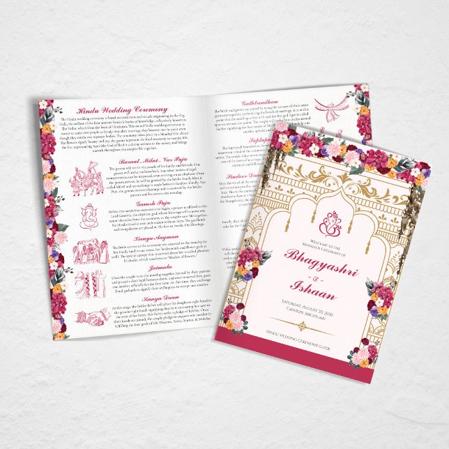 Hindu Wedding Ceremony Tropical Floral Guest Programme (Creator Uploaded)