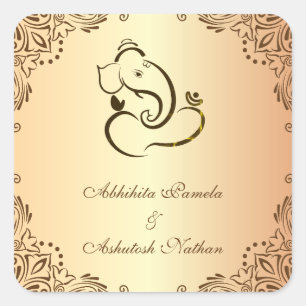 Hindu Wedding Ganapati Square Sticker