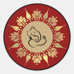 Hindu Wedding Ganesha  Classic Round Sticker