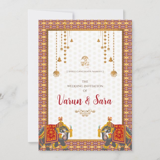 Hindu wedding invitation & Indian invitations (Front)