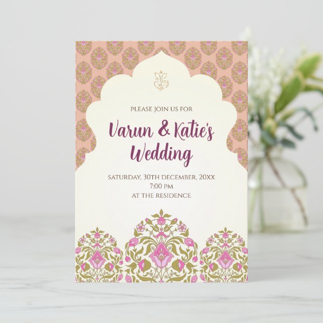 Hindu wedding invite as Indian Wedding invite (Standing Front)