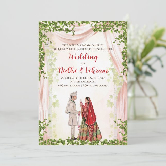 Hindu wedding invites & Indian wedding cards (Standing Front)