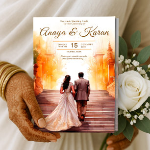 Hindu Wedding Program Watercolor Indian Ceremony Flyer